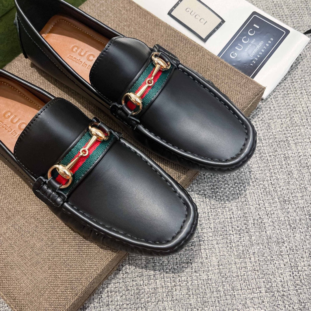Gucci Black Web Stripe Loafers